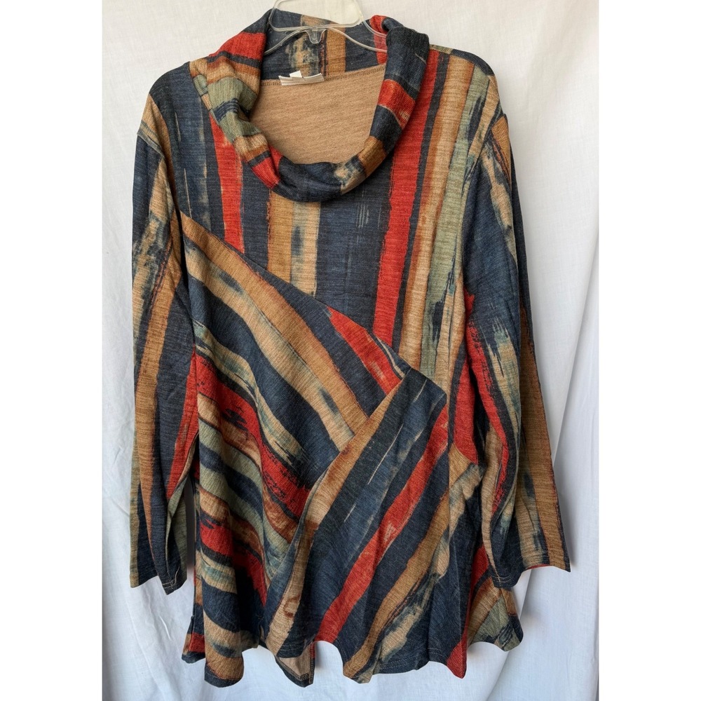 NorthStyle Lagenlook Boho Art to Wear Earthy Casual Tunic Multicolor Plus 3X